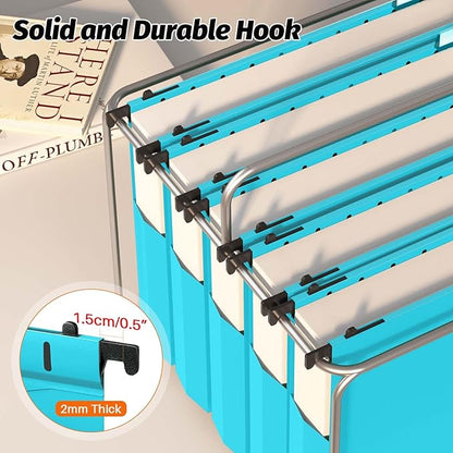 Extra Capacity Plastic Hanging File Folders,12 Pack Reinforced Expanding Hang Folder Letter Size,Accordian Pocket,Heavy Duty 2 Inch Expansion, Hard Hanging Folder Organizer for Office Home,Blue