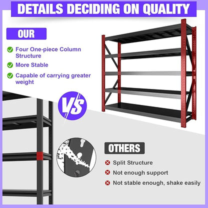 8000LBS Garage Storage Shelves, 5 Tier Adjustable Industrial Garage Shelving, Heavy Duty 63" W x 24" D x 71" H Metal Shelving Unit, Utility Rack Shelf for Storage, Warehouse, Pantry