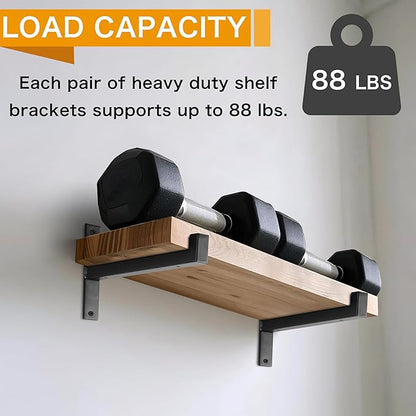 6 Pcs Heavy Duty Shelf Brackets 12 Inch Wall Mounted Industrial Metal Shelving Supports with Lip