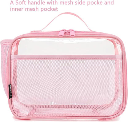 FlowFly Kids Lunch box Insulated Soft Bag Mini Cooler Back to School Thermal Meal Tote Kit for Girls, Boys,ClearPink