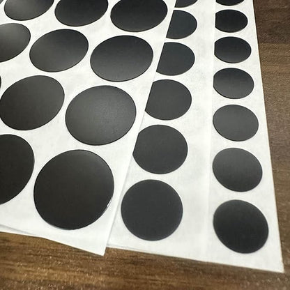 3 Sheets 290 Pcs Screw Hole Cover Stickers, 12 mm/15 mm/21 mm Black Screw Covers Self-Adhesive Caps Wood Stickers for Furniture (Black)