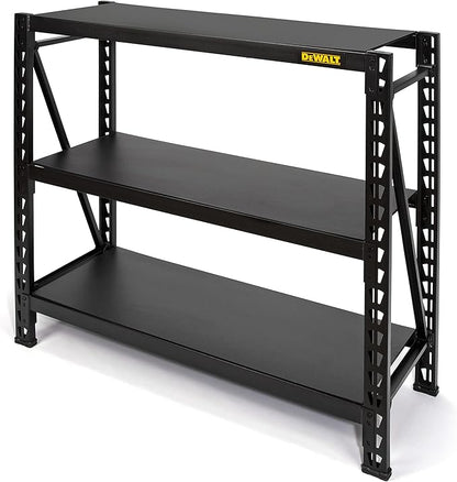 DEWALT Industrial Storage Rack Garage Shelving, 3 Heavy Duty Adjustable Laminate Deck Shelves, 50”W x 18”D x 48”H, 4,500 lb. Capacity, Black
