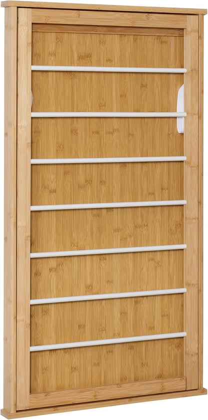 Wall-Mounted Clothes Drying Rack, Bamboo, Collapsible, 23 in W x 42 in H