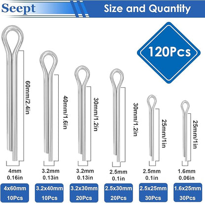 345Pcs Cotter Pins 304 Stainless Steel Cotter Pins Assortment Kit Tractor Pin Used for Hitch Pin Lock System, Trucks, Engine Repair in Towing Hitch Clips & Pins
