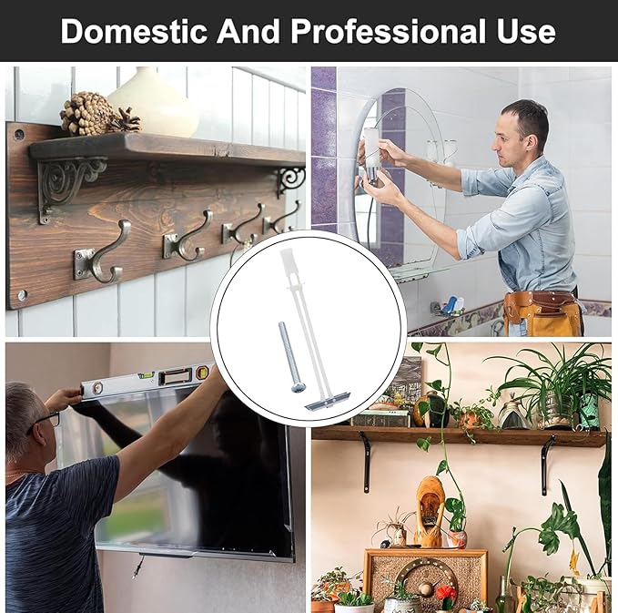 Drywall Anchor with Included Bolts for 3/16”-24, Heavy Duty Hollow Drywall Anchors for TV Mounting Kit, Stainless Steel Hollow Wall Anchors Holds up to 240 lbs Each in 1/2-in Drywall-50 Pack