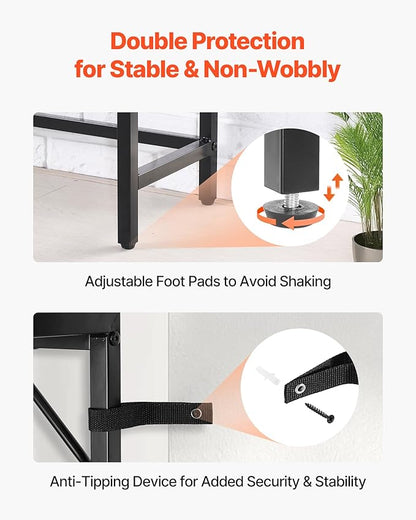VEVOR Marble Console Table, Modern Narrow Long Console Table with Power Outlet, Thin Sofa Side Table with Iron Tubes, Anti-Tip Device and Triangular Support for Living Room, Hallway, Entryway, Foyer