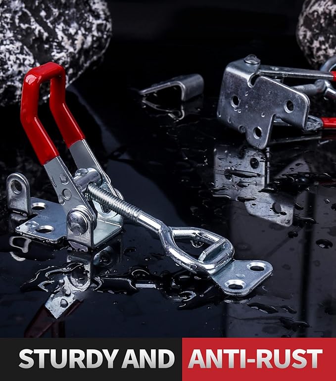 Heavy Duty Toggle Latch Clamp 4002, Adjustable Toggle Clamp Latch With Lock Hole, 550Lbs Holding Capacity Pull Latch for Smoker Lid Jig, Tool Box Case 2Pack (with 10PCS Screws)