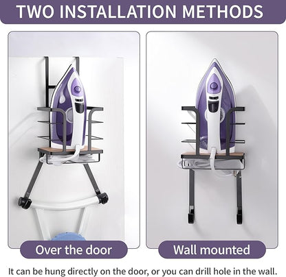 Over the Door Ironing Board Holder - Iron Board Hanger Wall Mount Ironing Board Storage with T/Y Shape Design for Space Saving, No Drilling
