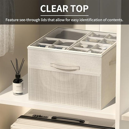 Aokeyee Shoe Organizer for Closet,2 Pack Foldable Shoe Storage Organizer Box Bin with Adjustable Dividers and Clear Cover, Fits up to 16-32 Pairs