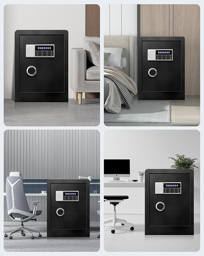 6.0 Cu Ft Large Fireproof Waterproof Safe Box for Office Document-HIDDEN LOCK BOX, Heavy Duty Steel Home Safety Box with Light, Dual Key System, Two Removable Shelf, Personal Combination Safe for Cash