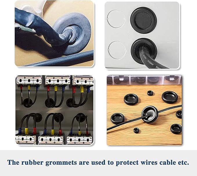 Vrupin 188 Pieces Rubber Grommet Kit – Rubber Plugs for Round Holes, Wiring, Electrical, Plumbing, and More