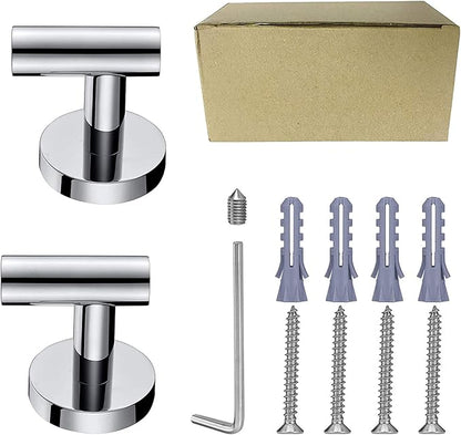 Nolimas Towel Coat Hook Polished Chrome SUS304 Stainless Steel Bathroom Clothes Cabinet Closet Sponges Robe Hook Wall Mounted Round Kitchen Heavy Duty Door Hanger 2 Packs