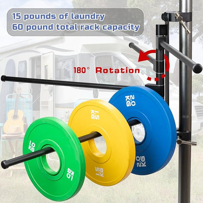 RV Clothes Drying Rack, Four 15.3" Long Rack Arms, Aluminum, 304 Stainless Steel Accessories, No Drilling Anti-Rust for Ladder, Boats, RV, Camper, Trailer, Travel, Hotel, Home