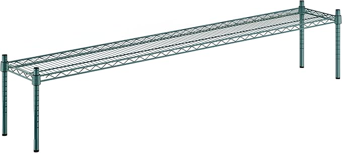 12" x 72" x 14" Green Epoxy Wire Storage Shelf, Dunnage Rack, Commercial 1 Tier Small Shelf