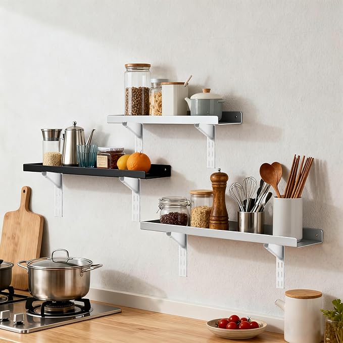 20 Pack Adjustable Wire Shelf Brackets — Heavy-Duty Double-Track Compatible Shelf Supports (White,9 Inch)