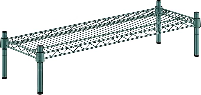 12" x 36" x 8" Green Epoxy Wire Storage Shelf, Dunnage Rack, Commercial 1 Tier Small Shelf