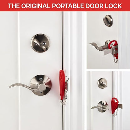 Addalock The Original Portable Door Lock for Travel & Home Security, 1-Piece Door Latch Lock for Houses, Apartments, Hotels, Motels, Dorms & AirBnBs - Lock The Door & Stay at Home or Away, 2 Pack