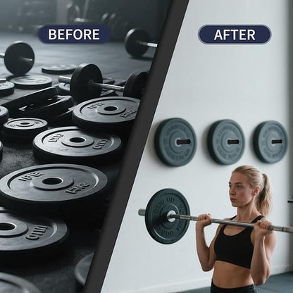 Wall Mounted Olympic Weight Plate Rack, Heavy Duty Metal 2" Plate Holder & Hanger for Home Gym, Garage Gym, Powerlifting & Fitness Equipment Storage, 275 lbs Capacity Barbell Plate Organizer with Screws for Wood & Concrete Walls