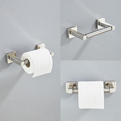 Brushed Nickel Bathroom Hardware Set 4 Pieces,Bathroom Accessories Set Stainless Steel Wall Mounted, Hand Towel Bar, Towel Ring, Robe Towel Hooks,Toilet Paper Holder,Towel Bar Set, 23.6 Inch