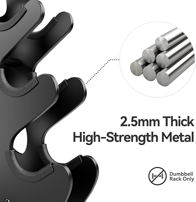 Dumbbell Rack Stand, (Dumbbells Not Included) with Protective Edge Rubber Covers for Home Gym, Compact A-Frame Design Weight Rack with Handle