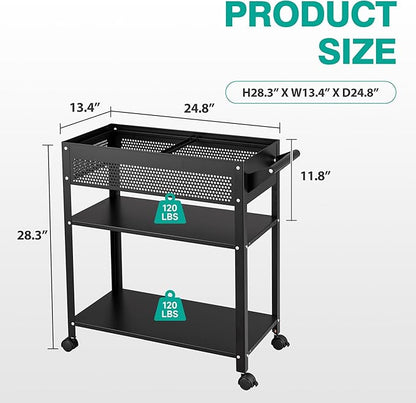 Rolling File Cart with Wheels Hanging Files,Rolling File Cabinet Organizer,Rolling Hanging File Folder Cart on Wheels,Metal Filing Cart,Fit A4/F4/Letter/Legal File for Home Office (Black Mesh)