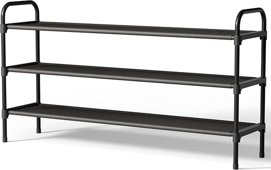 Kitsure Extra-Long Shoe Rack for Closet, Shoe Organizer for Front Door Entrance, Stackable Shoe Shelf, Detachable Closet Organizers and Storage, 39.0" Wide - 3 Tier, Black