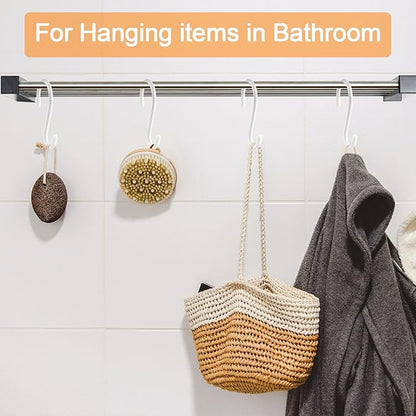 12 Pack 6 Inch S Hooks,Large S Hook Vinyl Coated Heavy Duty S Hook for Hanging, Non Slip S Hanger Closet Hooks, Steel Metal White Rubber S Hooks for Hanging Plants,Clothes,Jeans,Pot Pan Garden