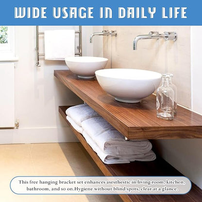 Floating Shelf Bracket 3/8" Thick Heavy Duty Shelf Brackets Black 3 Pack Free Hanging Countertop Support Bracket 20" Lx2.5 W Floating Wall Brackets for Cabinets, Dishwasher, Bench Seats Vanities