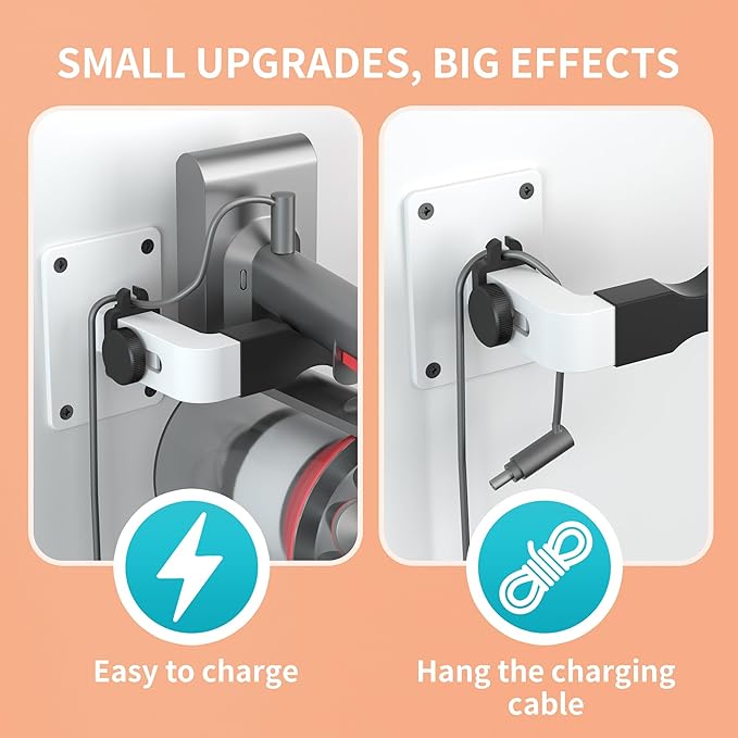 Shark Vacuum Wall Mount for Vacuum Stand Shark Cordless Vacuum Mount Compatible for V7 V8 V10 V11 V12 V15 Shark IX141 IZ562H IZ682H IZ361H IZ462H IZ163H IZ363HT IZ483H (White+Clip)