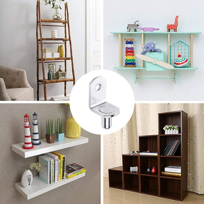 40 Pcs Shelf Support Pegs,1/4 Inch Diameter Shelf Bracket Pegs with Hole,Nickel Plated L-Shaped Clips for Kitchen & Bookcase Shelf Cabinet Furniture Closet Shelf Pins Support