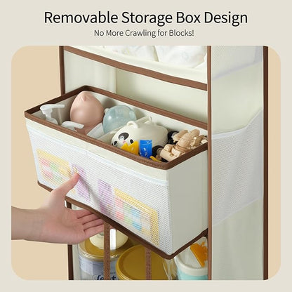 Yecaye 6 Tier Over The Door Organizer with Detachable Bin, Stuffed Animal Storage with Clear PVC Windows, Door Organizer Hanging for Bedroom Nursery Closet Dorm Room Laundry Pantry Bathroom, Beige