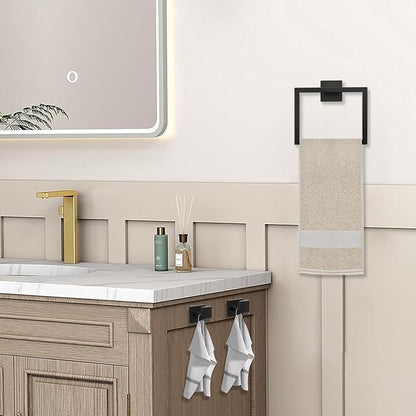 5 Piece Bathroom Towel Bar Set - SUS304 Stainless Steel Bath Towel Holder, 23.6 Inch Towel Racks for Bathroom Wall Mounted, Bathroom Hardware Accessories Set - Matte Black