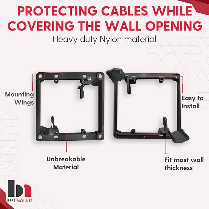 BestMounts Low Voltage Mounting Bracket 2 Gang, 6 Pack for Dual Gang Wall Plate, Telephone Wires, Network Cables, HDMI, Coaxial, Speaker Cables - Low Voltage Box Cable Wall Plate Bracket, Mud Ring