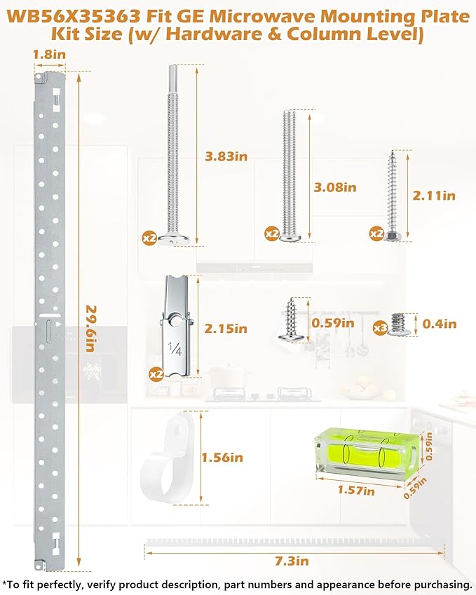 WB56X35363 Microwave Mounting Plate/Bracket Kit Compatible with GE Microwave Ovens WB02X35527 AP6986668 WB56X10669 PS16216996 1167916 AH1021820 EA1021820(with WB02X35527 Screw Assembly & Column Level)
