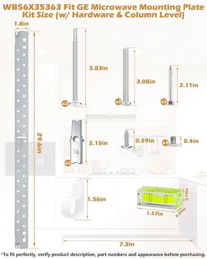 WB56X35363 Microwave Mounting Plate/Bracket Kit Compatible with GE Microwave Ovens WB02X35527 AP6986668 WB56X10669 PS16216996 1167916 AH1021820 EA1021820(with WB02X35527 Screw Assembly & Column Level)