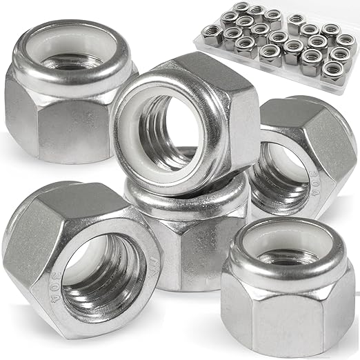 20 Pack 1/2"-13 Inch Locknuts,304 (A2-70) Stainless Steel Nylon Insert Lock Nuts,Standard Inch Thread Nylock Nuts