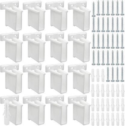 Uenhoy 12 Pcs Wire Shelf End Bracket, White Plastic Closet Shelves Brackets, Corner Support Bracket Wall Mount Shelf Brackets with Fasteners