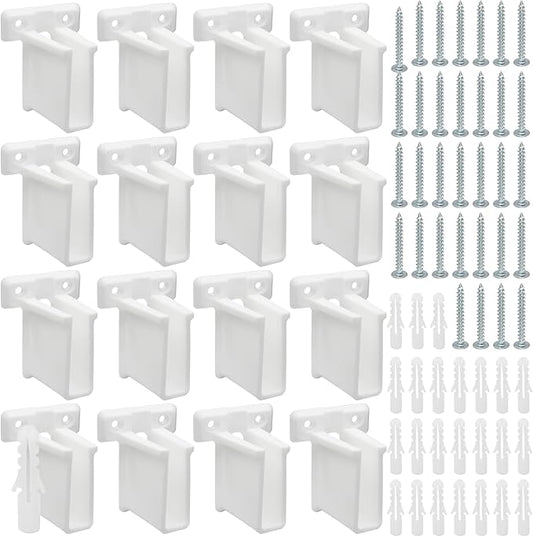 Uenhoy 12 Pcs Wire Shelf End Bracket, White Plastic Closet Shelves Brackets, Corner Support Bracket Wall Mount Shelf Brackets with Fasteners