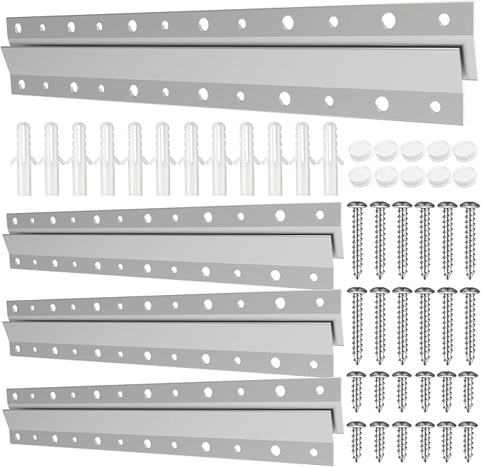 12"-4 Pairs French Cleat Hanger,Z-Hanger Picture Hanging Kit,Wall Mounting Brackets Cleat Picture Hanger Kit Z Bar Clips for Hanger Supports 60 lbs,Z Bar Hanger for Pictures,Mirrors,and Art