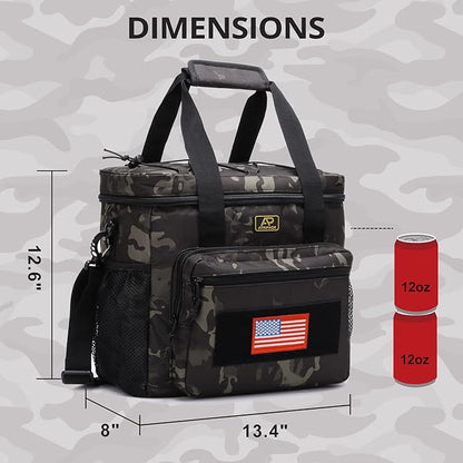 Lunch Box for Men, Tactical Lunch Bag MOLLE Webbing Leakproof Insulated Large Lunch Cooler Women Adult Meal with Adjustable Shoulder Strap Durable Lunch Pail (Camo-Black)
