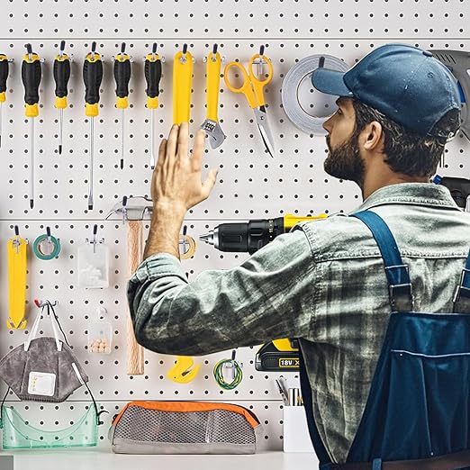 Pegboard Hooks, 25 Pack 4 inch Peg Board Hooks for Hanging, Fit 1/8" Metal Pegboards, Peg Board Hooks for Garage, Shop, Office, Crafts Organisation, Kitchen (Silver)