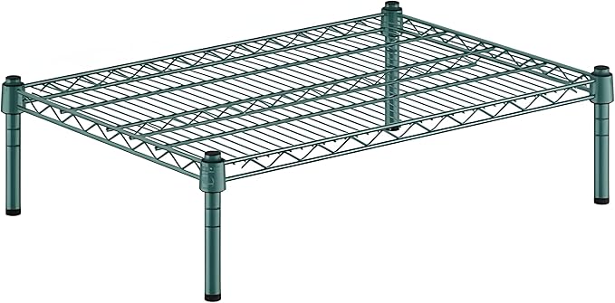 21" x 30" x 8" Green Epoxy Wire Storage Shelf, Dunnage Rack, Commercial 1 Tier Small Shelf