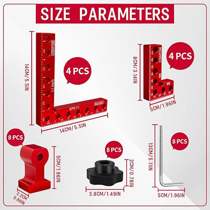 Corner Clamp for Woodworking, 90 Degree Corner Clamp With Box, Set of 8(3” 5.5”) Aluminum Alloy Right Angle Clamp, Wood Working Tools, Positioning Squares for Frame, Box, Cabinets, Drawers.