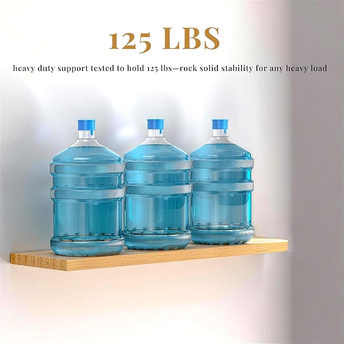 8pcs Heavy Duty Floating Shelf Brackets for 3/4" to 1.75" Boards, Invisible Blind Shelf Support Kit with CNC Drilling Jig, Double-Threaded Rods for DIY Custom Floating Shelves, 125lbs (6 inch-8pcs)