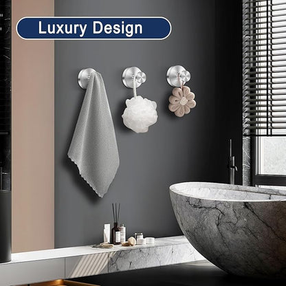 Suction Cup Hooks for Shower,No Drill Towel Hooks for Bathroom Wall, Kitchen, Glass, Mirror, Tile - Ideal for Hanging Towels, Robes, and Loofahs (Mirror-4pcs)
