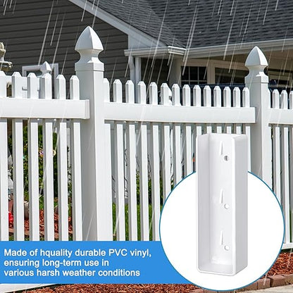 Nuanchu 10 Pcs Vinyl Fence Brackets White 1.5x5.5 Vinyl Fence Rail Mount Brackets Bulk U Mount Bracket Kit for Railings Fences Walls