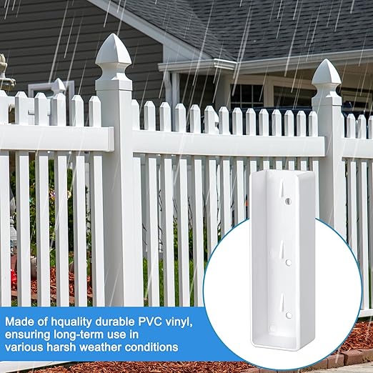Nuanchu 30 Pcs Vinyl Fence Brackets White 1.5x5.5 Vinyl Fence Rail Mount Brackets Bulk U Mount Bracket Kit for Railings Fences Walls