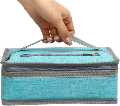 FlowFly Small Insulated Lunch box Portable Soft Bag Mini Cooler Thermal Meal Tote Kit with Handle for Work & School, Sea Blue