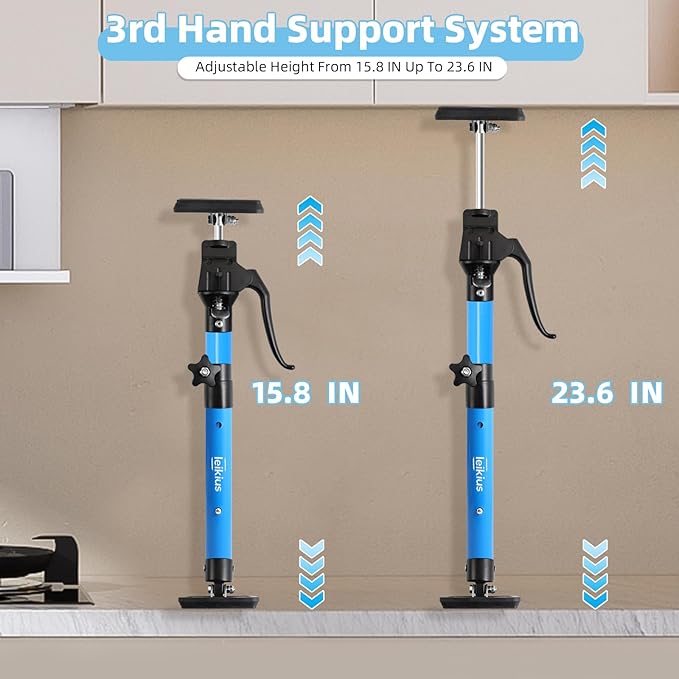 2PK High Quality Metal Cabinet Jacks for Installing Cabinets,200LB Load 3rd Hand Support System,Adjustable Support Pole,15.8-23.6 Inches Quick Support Rod,Perfect for Cabinet Installation
