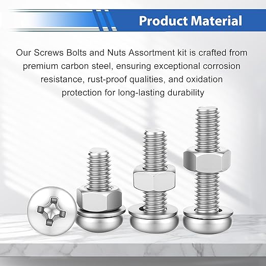smseace 516Pcs Nuts and Bolts Assortment Kit 21-Sizes M3/M4/M5/M6 Nut Bolt Washer Assortment Kit for Machinery, Furniture, Automotive, Motorcycle Repairs